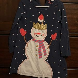 Mini Boden snowman appliqué dress